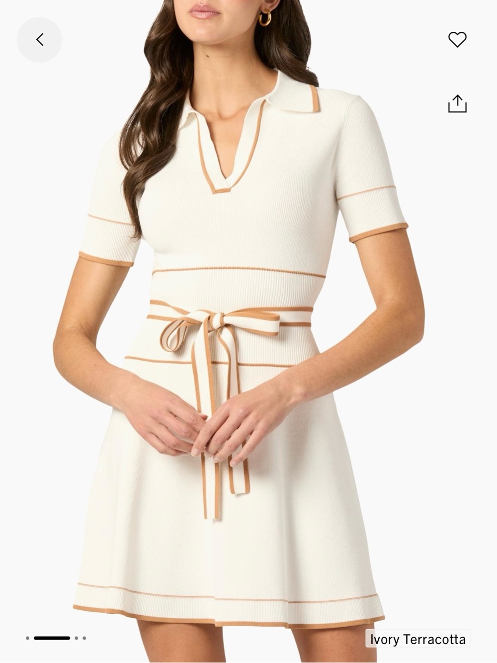 Shoshanna Ivory Dress with Terracotta Trim worn once